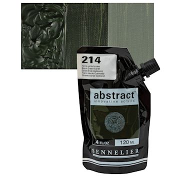 Open in modal - Sennelier Abstract Acrylic - Burnt Earth Green, 120 ml pouch and swatch
