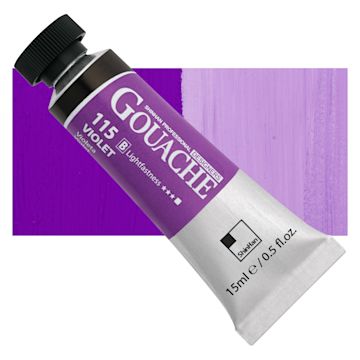 Open in modal - ShinHan Professional Designers Gouache - Violet, 15 ml tube and swatch