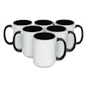 Craft Express Sublimation Printing Ceramic Mug - 15 oz, White and Black, Pkg of 6