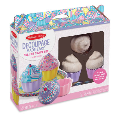 Melissa & Doug Decoupage Made Easy - Angled View of Deluxe Cupcake Set