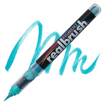 Open in modal - Karin Realbrush Pigment Marker - Cool Aqua, swatch and marker