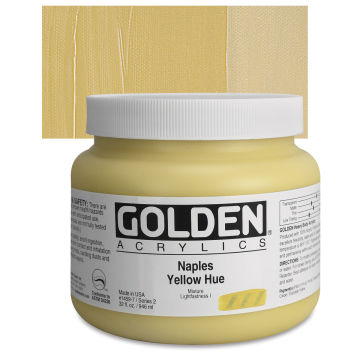 Golden Heavy Body Artist Acrylics - Naples Yellow Historic Hue, 32 oz, Jar with Swatch