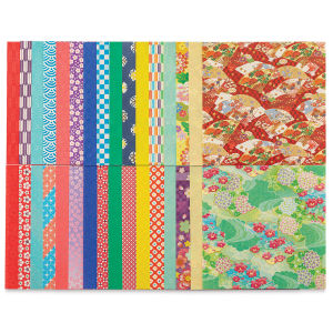 Aitoh Washi Chiyogami Paper - Geo Kimono, 5-7/8" x 5-7/8" (Assorted sheets)
