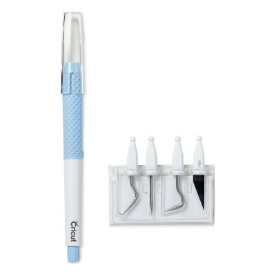 Cricut TrueControl Weeding Kit - Components of kit showing  Handle with cap and various tips