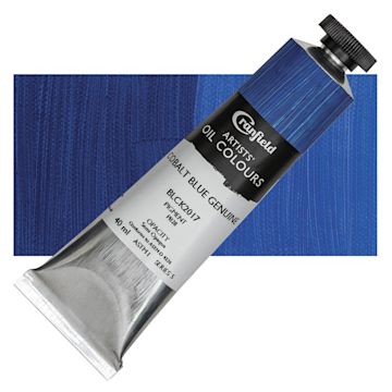 Open in modal - Cranfield Artists' Oil Paint - Cobalt Blue Genuine, 40 ml, Tube and swatch