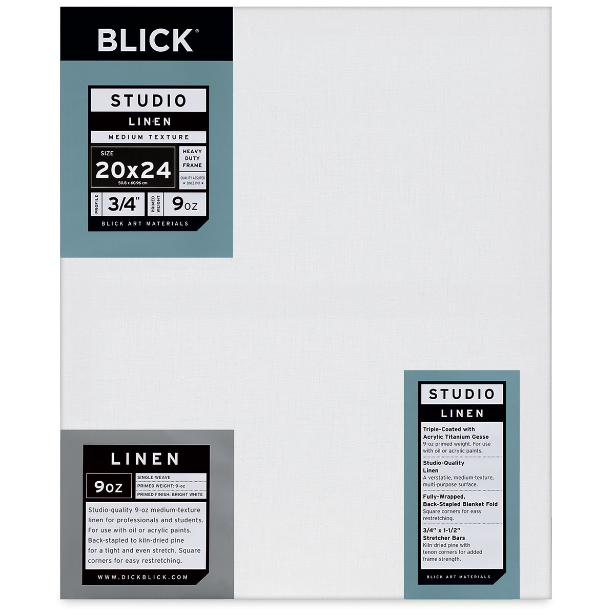 Blick Studio Linen Stretched Canvas - 20" X 24", Traditional 3/4 ...