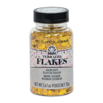 Plaid FolkArt Terrazzo Color Chip Flakes - Yellow Multi, 2.47 oz front of bottle