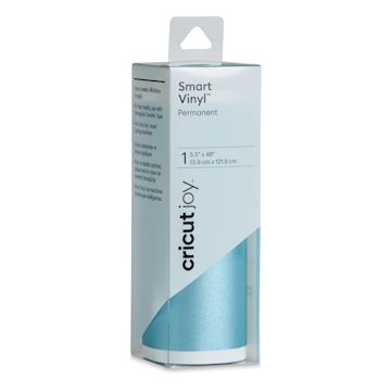 Open in modal - Cricut Joy Permanent Smart Vinyl - Shimmer Light Blue, 5-1/2" x 48", Roll (In packaging)