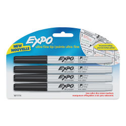 Expo Ultra-Fine Tip Dry Erase Markers - Set of 4, Black (front of package)