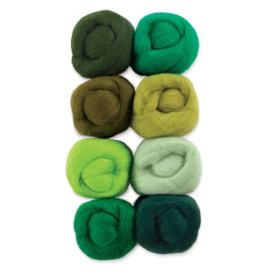 Wistyria Editions 100% Wool Roving - Jungle, Pkg of 8