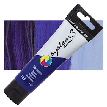 Open in modal - Daler-Rowney System3 Acrylic - Ultramarine, 59 ml tube and swatch