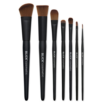Blick Cosmetic Brushes - 7 styles of Cosmetic brushes in assortment shown upright
