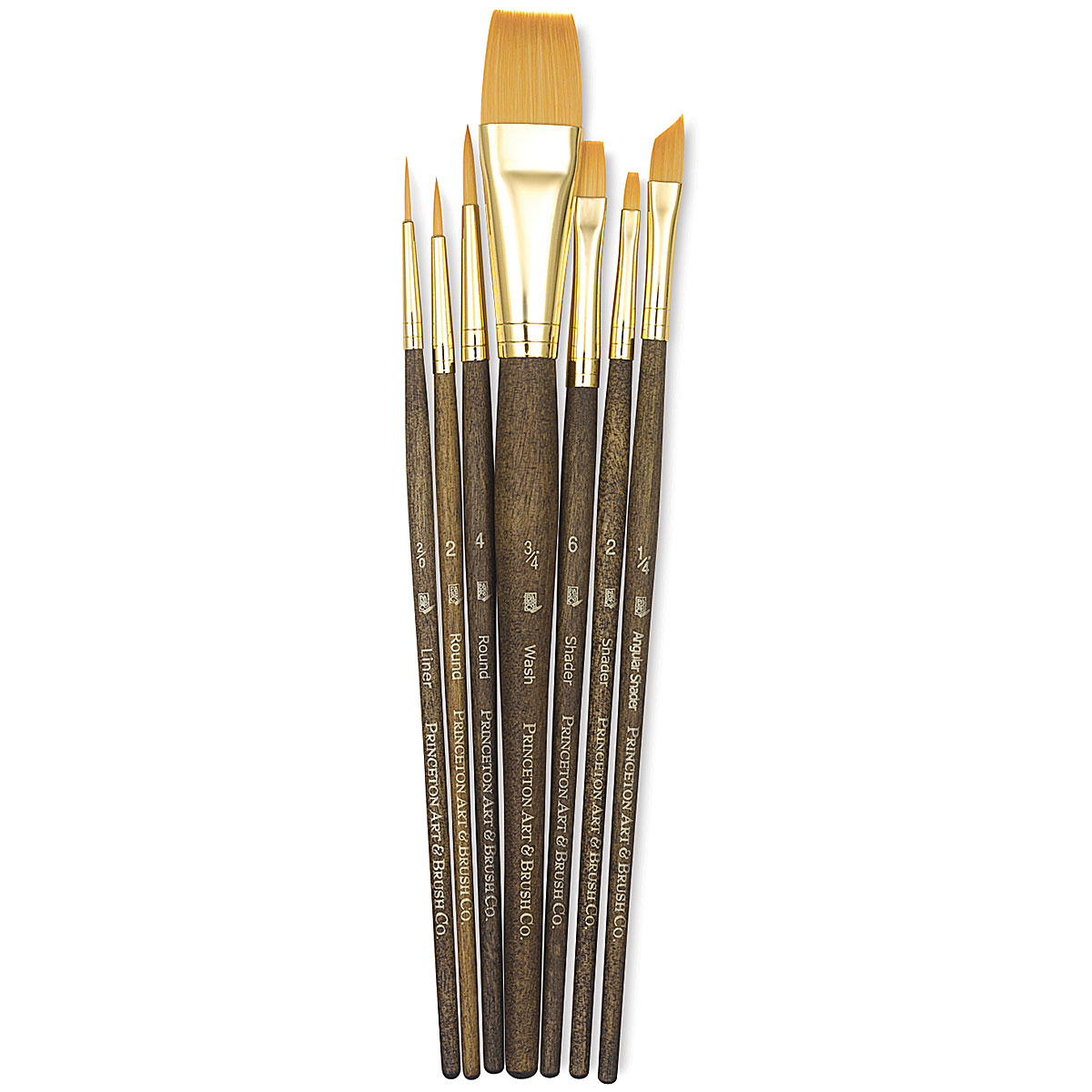 Synthetic-Golden Taklon Set of 6 brushes - Princeton Brush Company