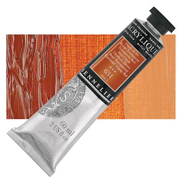 Open in modal - Sennelier Extra-Fine Artist Acrylique - Transparent Red Iron Oxyde, 60 ml tube and swatch