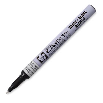 Open in modal - Sakura Pen-Touch Calligrapher Pens - Fine Line White pen shown at angle