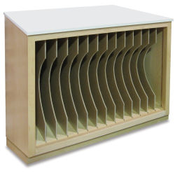 Hann Portfolio Storage Cabinet - Left angled view showing 13 dividers in place