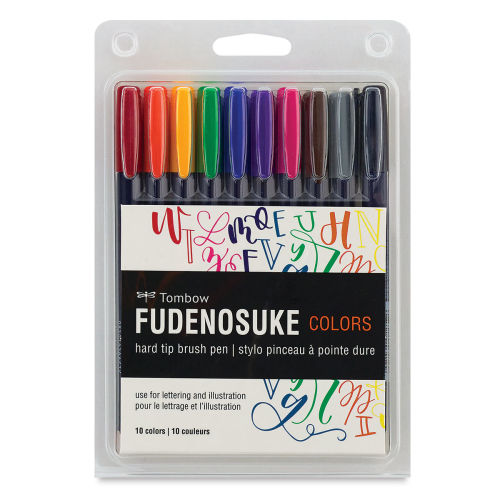 Tombow Fudenosuke Brush Pens - Set of 10, Assorted Colors