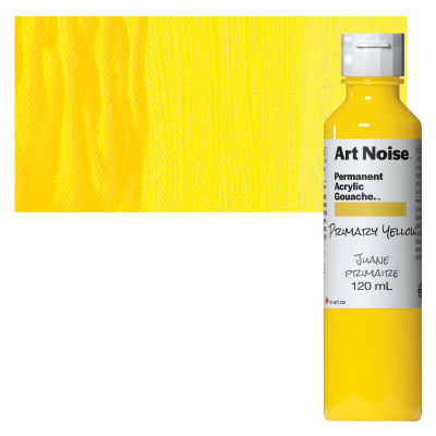 Tri-Art Art Noise Permanent Acrylic Gouache - Primary Yellow, 120 ml, Bottle with swatch