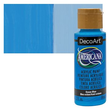 Open in modal - DecoArt Americana Acrylic Paint - Ocean Blue, 2 oz bottle and swatch