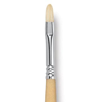 Open in modal - Escoda Clasico Chungking White Bristle Brush - Short Filbert, Long Handle, Size 8 close up