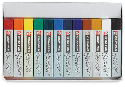 Sakura Cray-Pas Specialist Oil Pastels Sets - Top view of Set of 12 in open storage tray