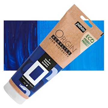 Open in modal - Pebeo Origin Acrylic Paint - Primary Cyan, 240 ml tube and swatch