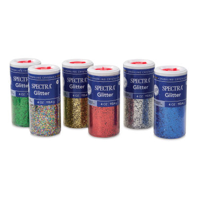 Spectra Sparkling Crystals Glitter - 4 oz, Set of 6 Jars, Assorted Colors
