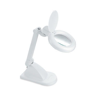 Daylight Naturalight LED Magnifying Table Lamp - Side view of lamp with Magnifier cover lifted
