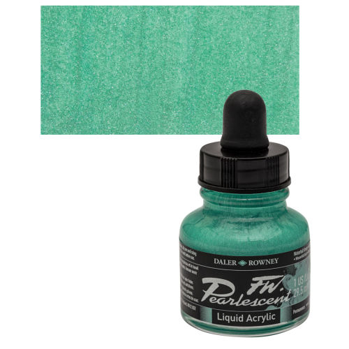 Daler-Rowney F.W. Pearlescent Acrylic Ink 1oz Bottle - Waterfall Green
