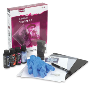 Open in modal - Jacquard SolarFast Dyes - Components of Starter Kit shown with package