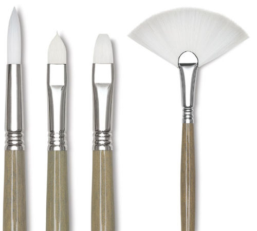 Escoda Perla Series 1430 Short Handle Round Artist Watercolor Brush, 10,  White Toray Filament