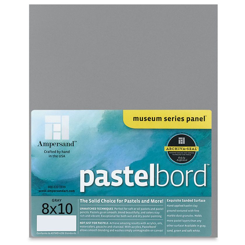 Ampersand Pastelbord Panel 8" x 10", Profile 1/8", Gray BLICK Art
