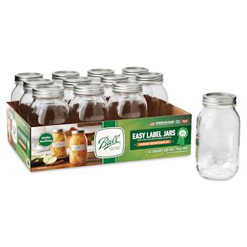 Open in modal - Ball Easy-Label Smooth-Sided Mason Jars - 32 oz jar outside of packaging