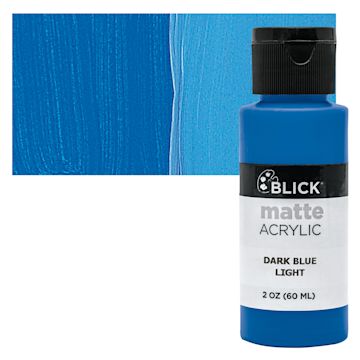 Open in modal - Blick Matte Acrylic - Dark Blue Light, 2 oz bottle and swatch