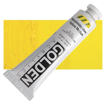 Open in modal - Golden Heavy Body Artist Acrylic - Benzimidazolone Yellow Medium, 2 oz and swatch