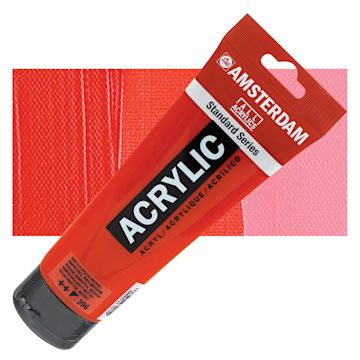 Open in modal - Amsterdam Standard Series Acrylic Paint - Naphthol Red Medium, 250 ml Tube and swatch