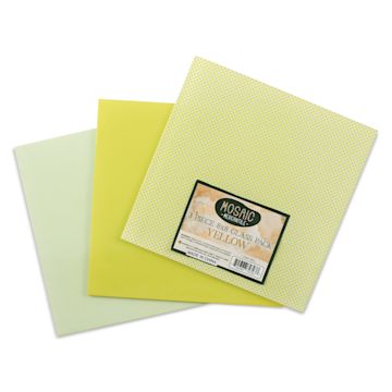 Open in modal - Mosaic Mercantile Opalescent Glass Pack - Yellow, 8" x 8", Pkg of 3, fanned out