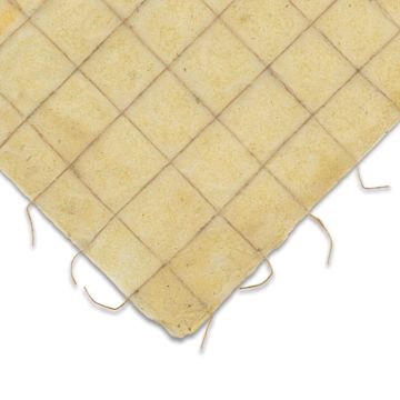 Open in modal - Black Ink Nepalese Oil Paper - Closeup of Strings Paper, showing hemp strings in checkerboard
