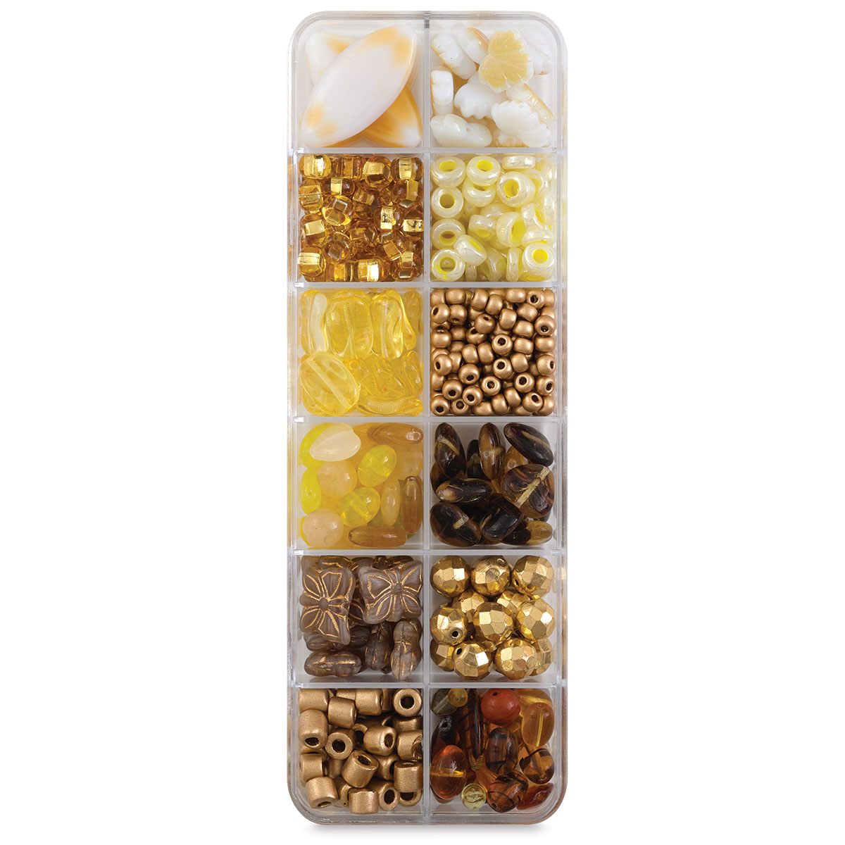 John Bead Czech Glass Bead Box Mix - Gold Gravel | BLICK Art Materials