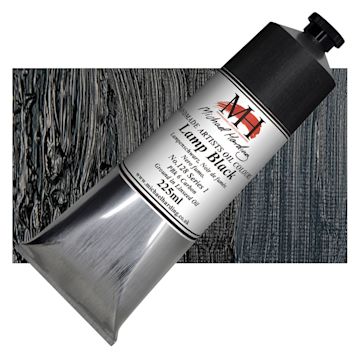 Open in modal - Michael Harding Artists Oil Paint - Lamp Black, 225 ml tube and swatch