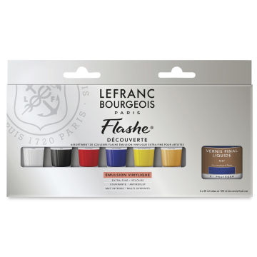 Lefranc & Bourgeois Flashe Vinyl Paint - Front of package of Discovery Set showing paint colors