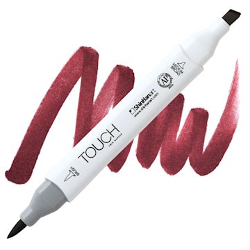 Open in modal - ShinHan Touch Twin Brush Marker - Wine Red R1 marker and swatch