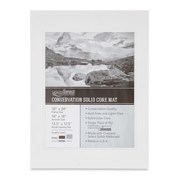 Open in modal - Crescent Select Conservation Solids Pre-Cut Double Mat - Vivid White/Vivid White, 4 ply, 18" x 24"