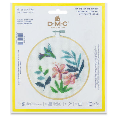 DMC Stitch Kit - Front view of Exotic Flowers design package