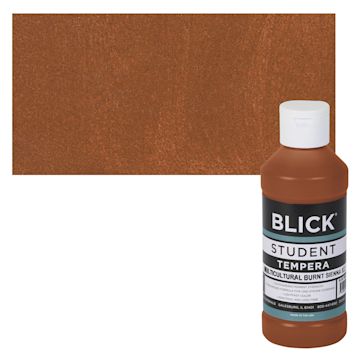 Open in modal - Blick Original Formula Student Tempera Paint - Burnt Sienna, 8 oz bottle and swatch
