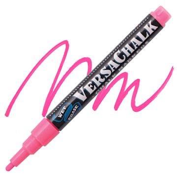 Open in modal - VersaChalk Wet Erase Liquid Chalk Marker - Neon Pink, 3 mm, swatch and marker