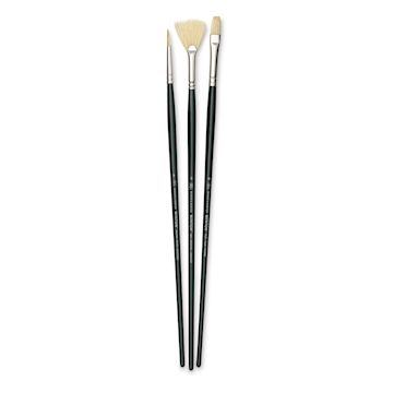 Open in modal - Winsor & Newton Winton Hog Bristle Brushes - Assorted, Pkg of 3

