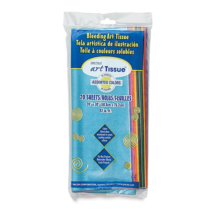 Spectra Deluxe Bleeding Art Tissue 20" x 30", Assorted, 20 Sheets
