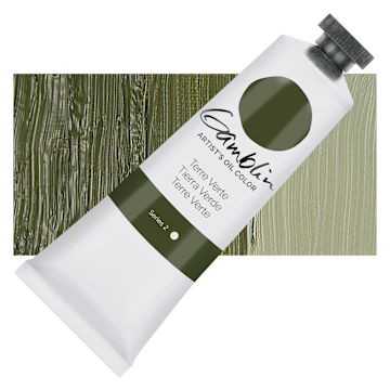 Open in modal - Gamblin Artist's Oil Color - Terre Verte, 37 ml tube and swatch