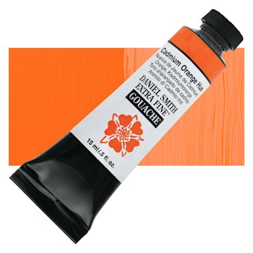 Open in modal - Daniel Smith Extra Fine Gouache - Cadmium Orange Hue, 15 ml Tube and swatch